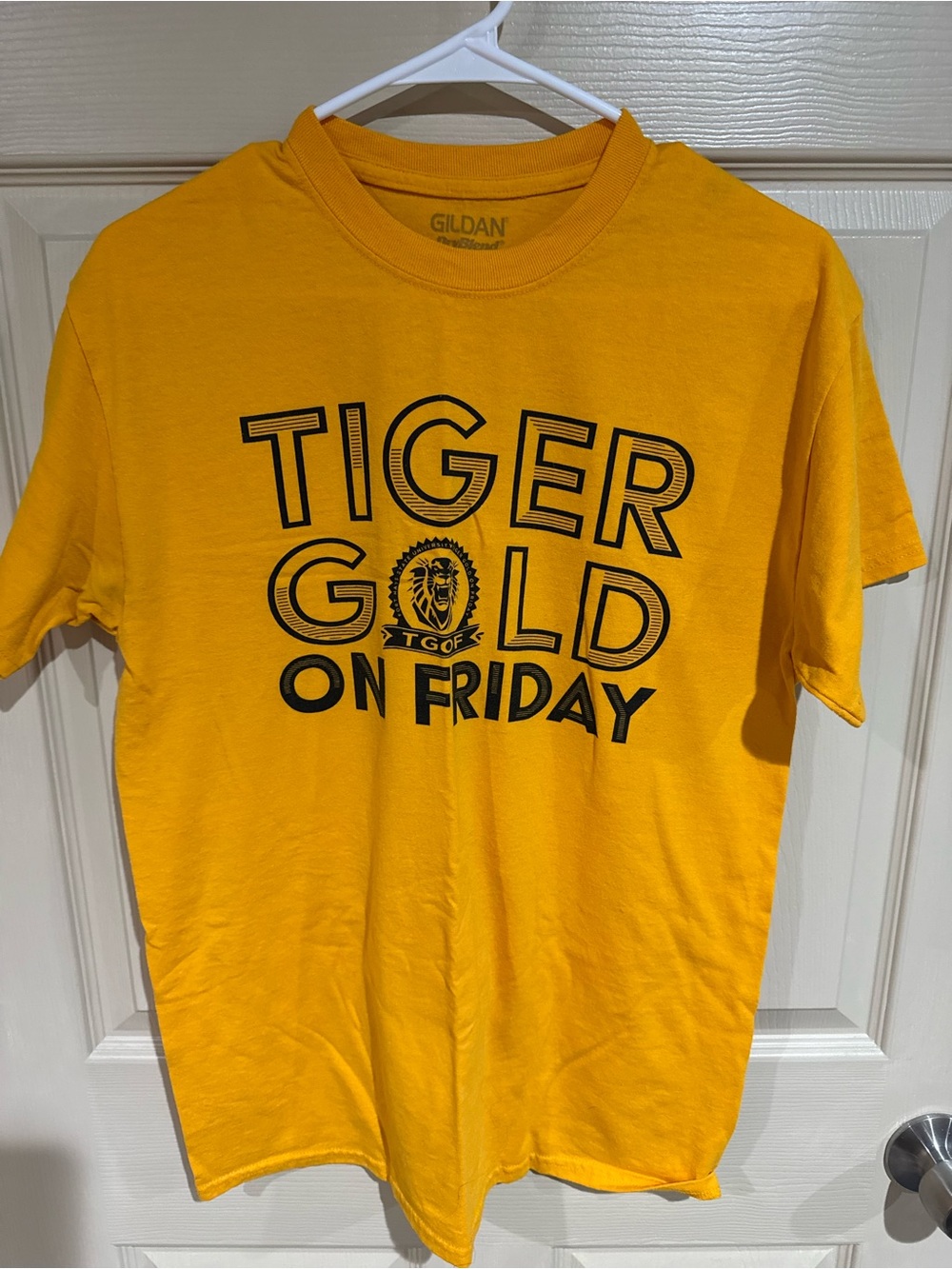 Gildan Men’s FHSU Tiger Gold TGOF Graphic Tee - Gold with Black Print